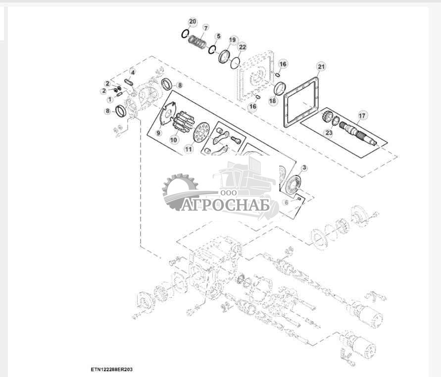 Компоненты гидравлического насоса, трансмиссия с ручным переключением передач (1 из 3) 